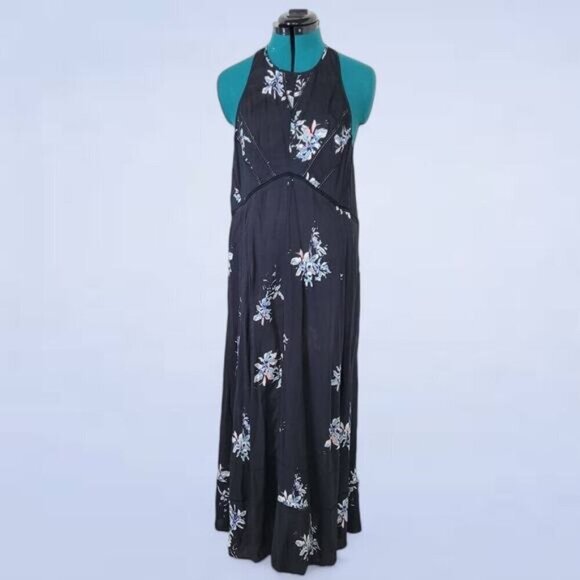 Gentle Fawn Bridges Black Floral‎ Print Midi Dress - Size Large - Picture 2 of 9
